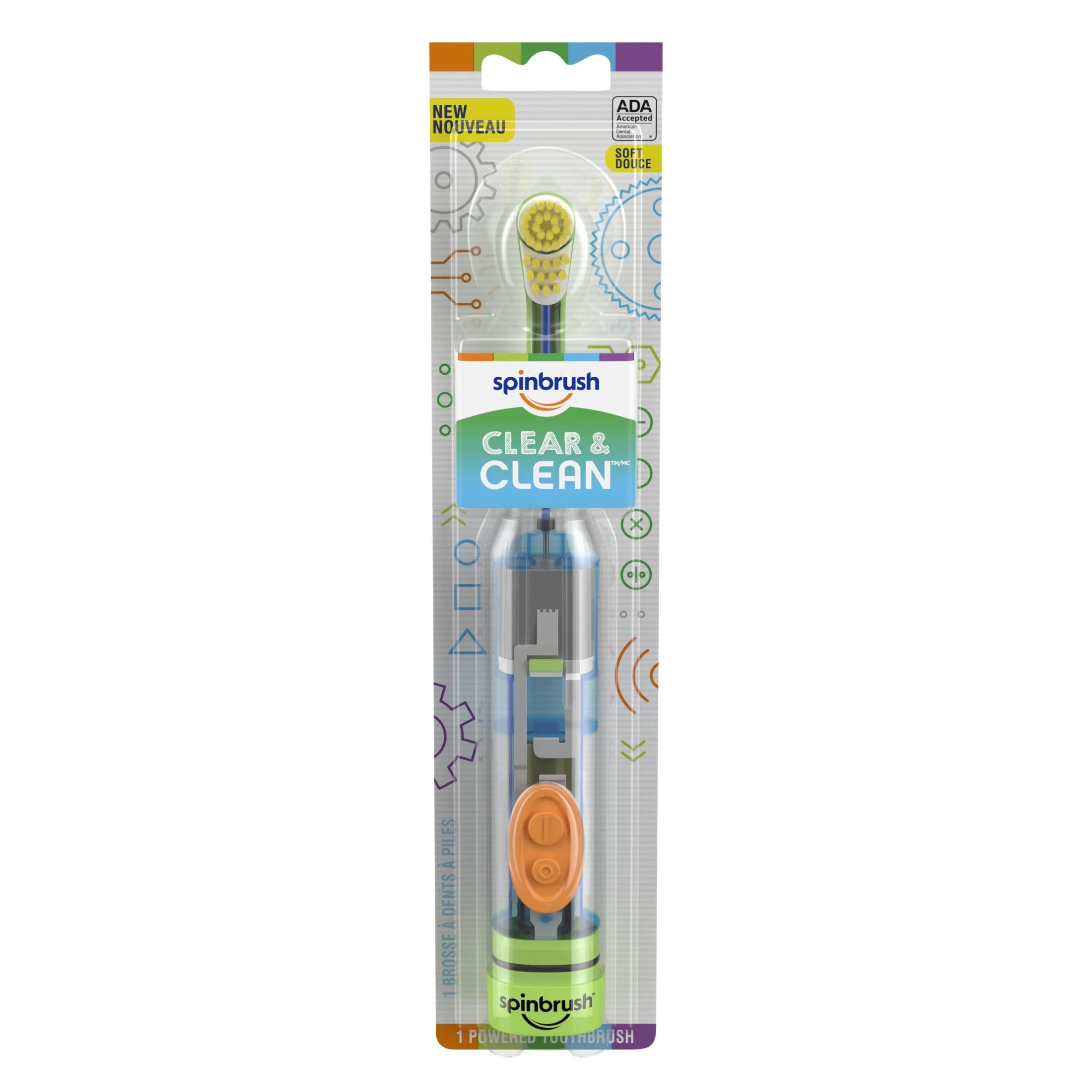 Spinbrush Clear & Clean Powered Toothbrush, Soft