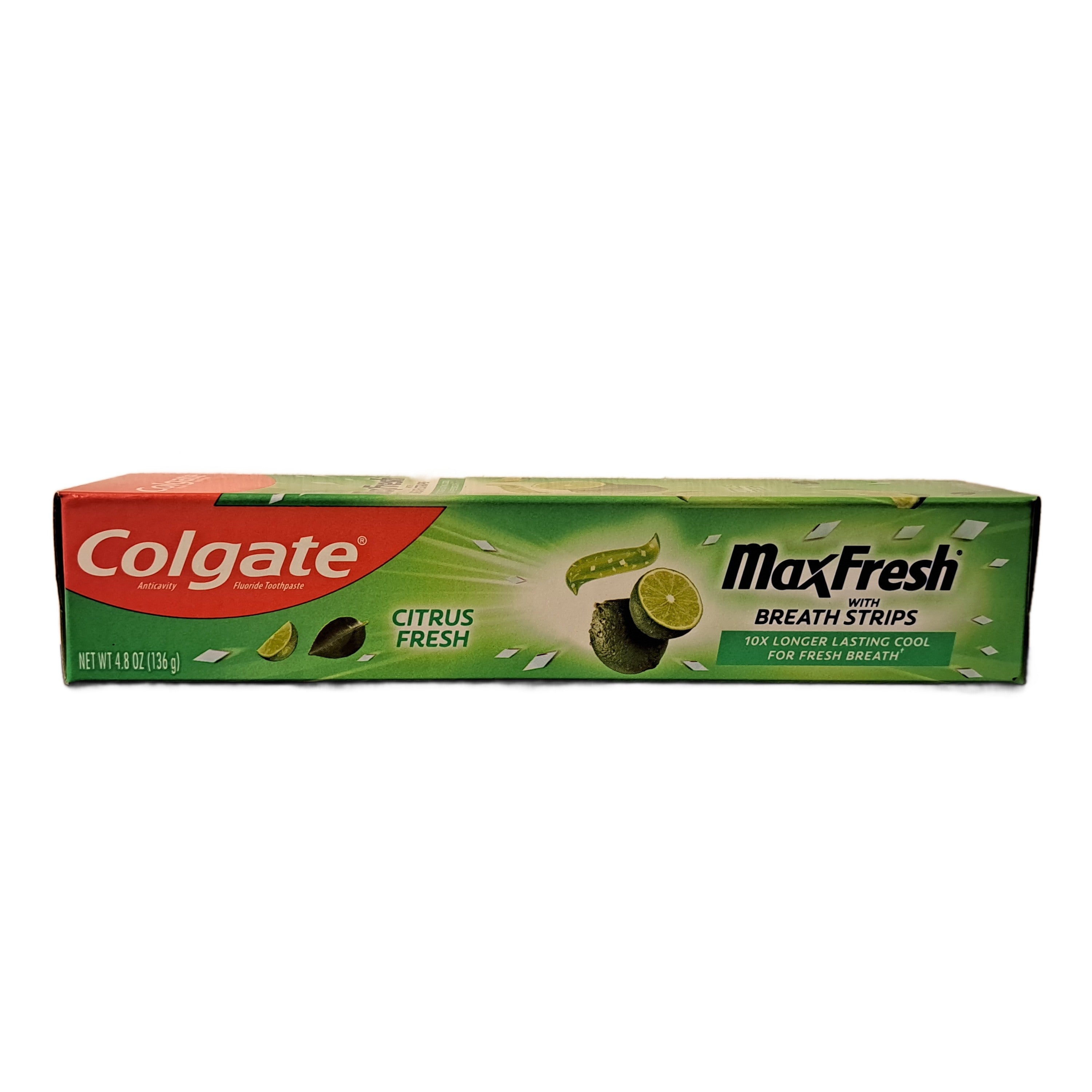 Colgate Max Fresh Toothpaste with Breath Strips, Citrus Fresh, 4.8 Oz (136 g)