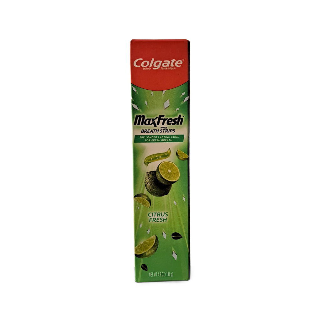 Colgate Max Fresh Toothpaste with Breath Strips, Citrus Fresh, 4.8 Oz (136 g)
