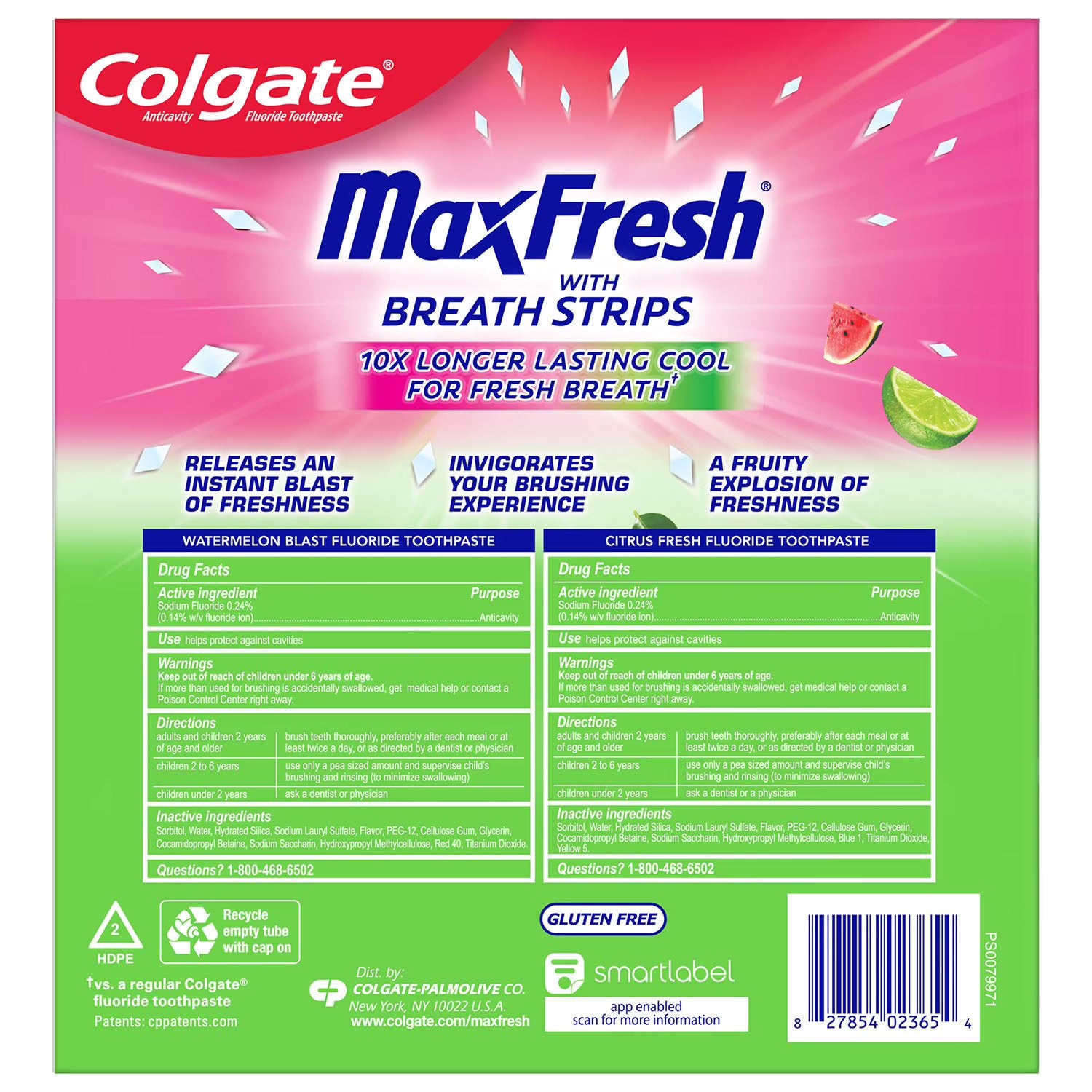 Colgate Max Fresh Toothpaste with Breath Strips, 4.8 Oz (136 g) 4 PACK