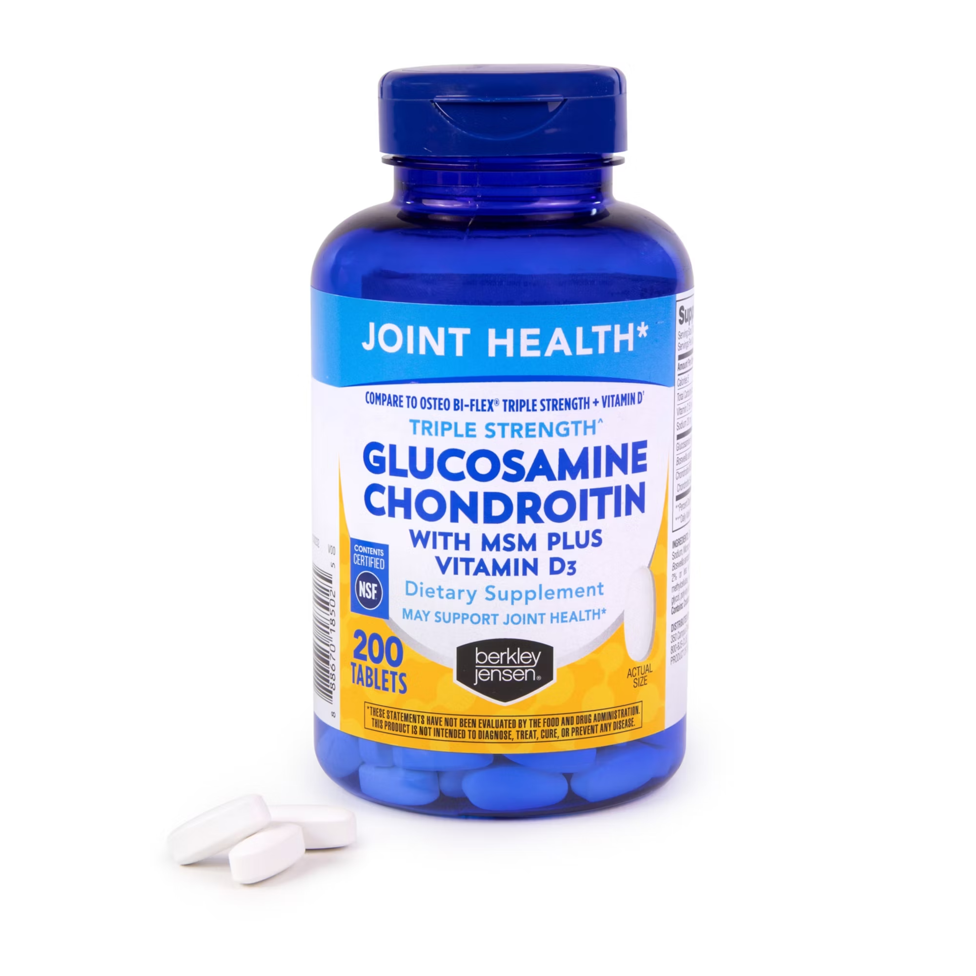 Berkley Jensen Glucosamine Chondroitin Complex + Vitamin D3, 200 Tablets