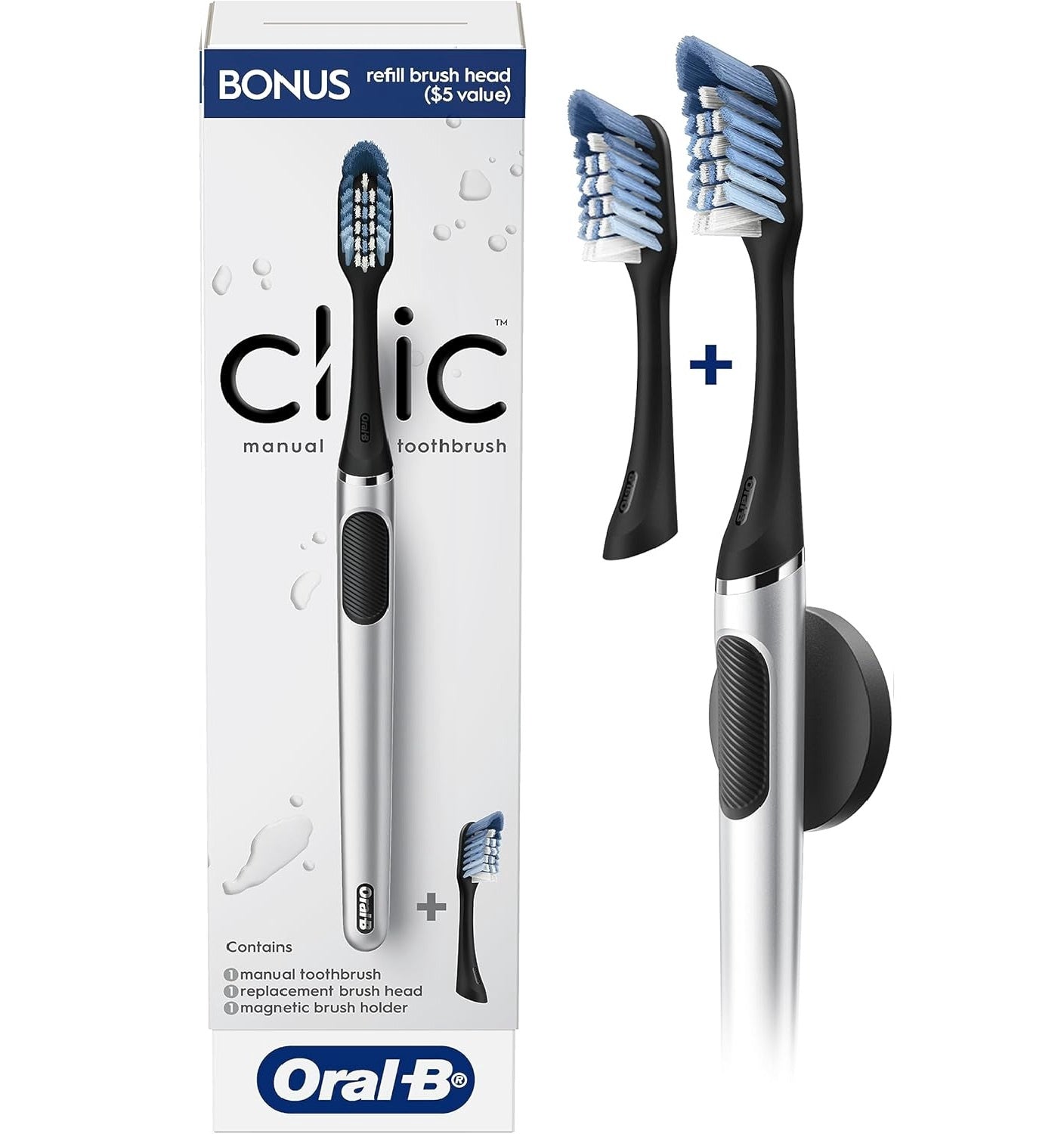 Oral-B Clic Manual Toothbrush, Chrome Black