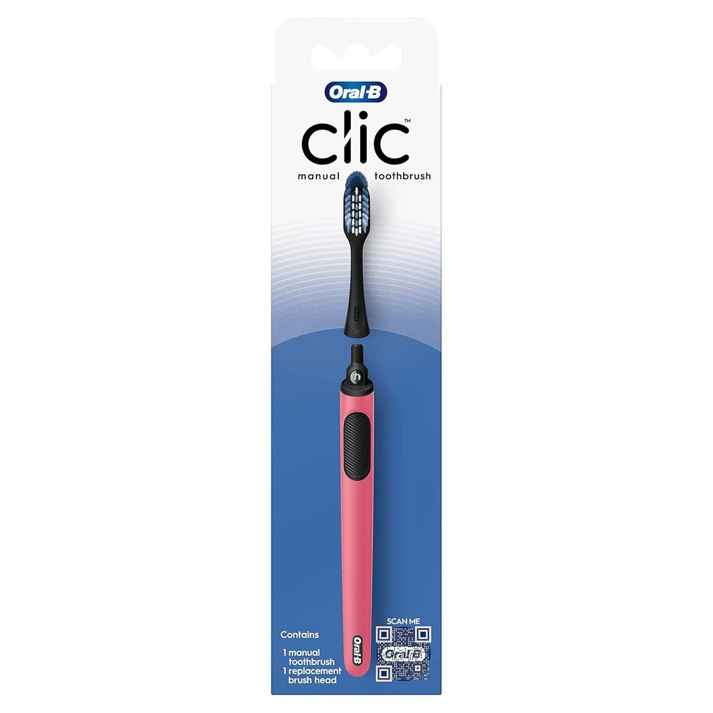 Oral-B Clic Manual Toothbrush, Coral, 1 Toothbrush