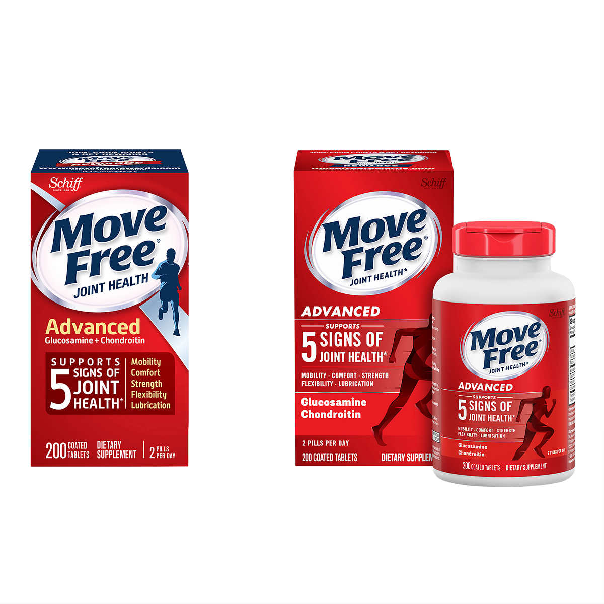Schiff Move Free Advanced Joint Health, Glucosamine + MSM, 200 Coated Tablets