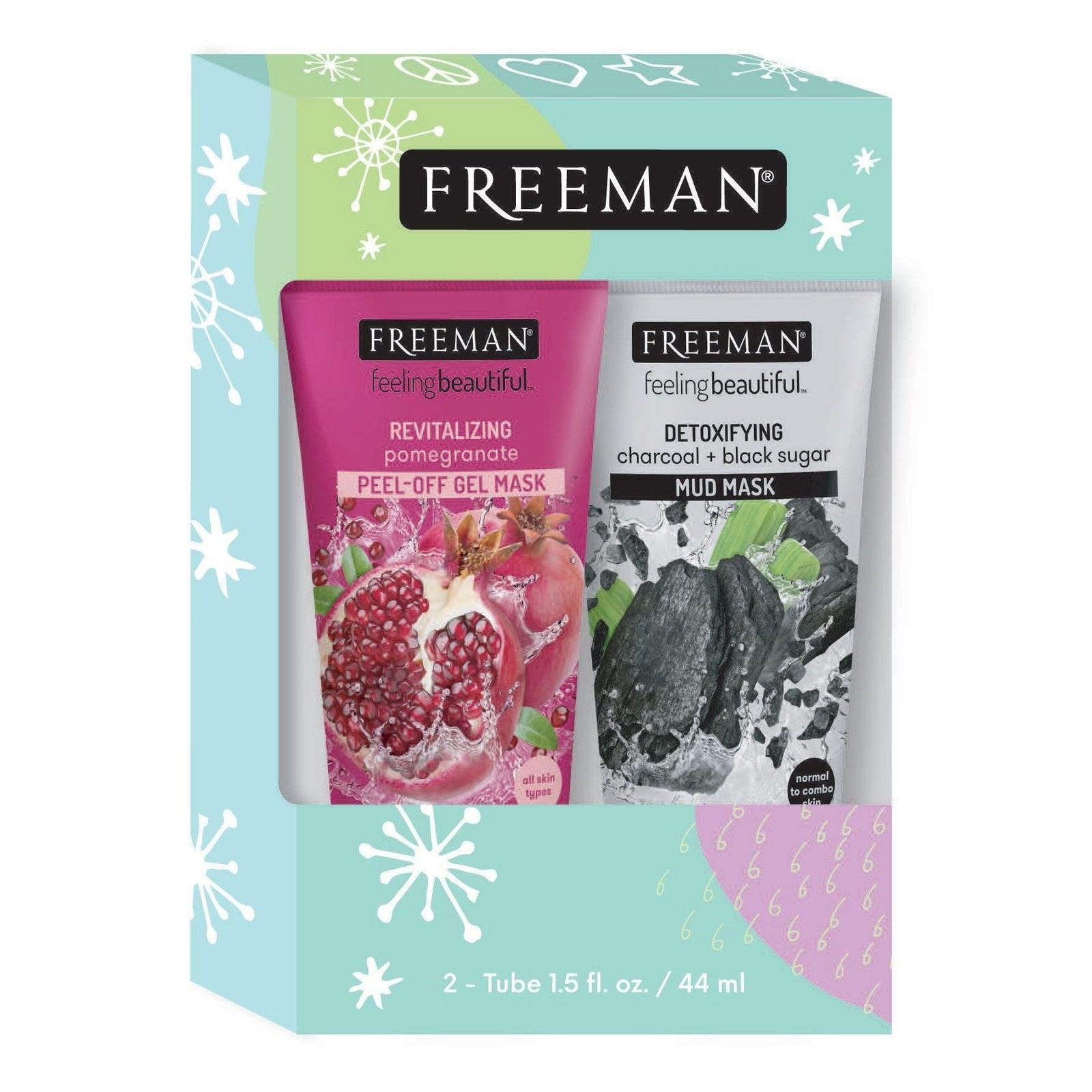 Freeman Masks 2-Pc Gift Set, 1.5 fl oz ea - Detixofying Charcoal + Black Sugar & Revitalizing Pomegranate